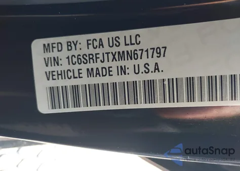 2021 Ram 1500 Laramie 4X4 5'7 Box из США, поврежденный, VIN 1C6SRFJTXMN671797